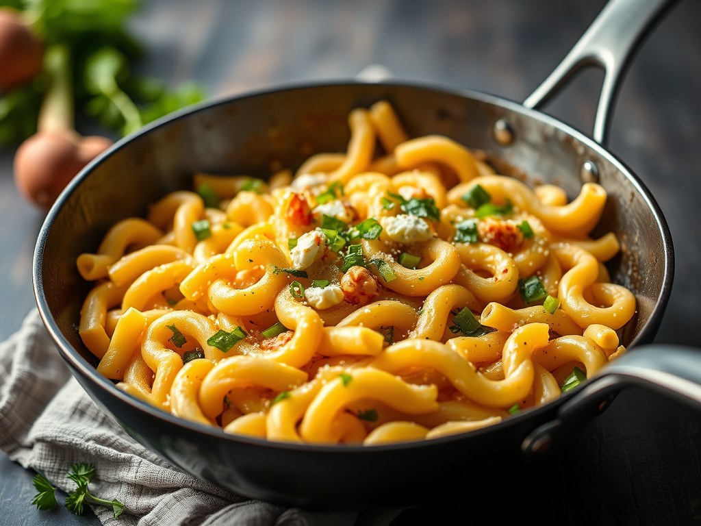 Vegetarische macaroni, AI-gegenereerde illustratie