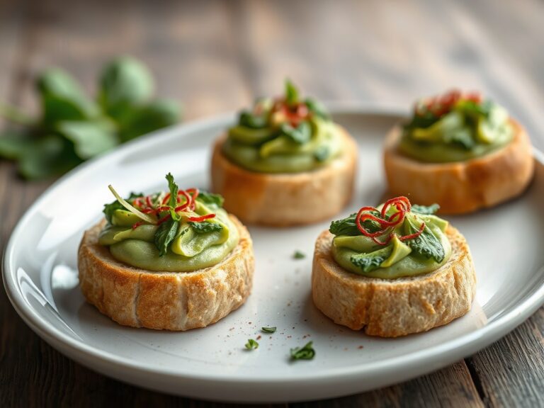 Verloren brood met rog en Niora piment, mousse van spinazie — AI-gegenereerde illustratie