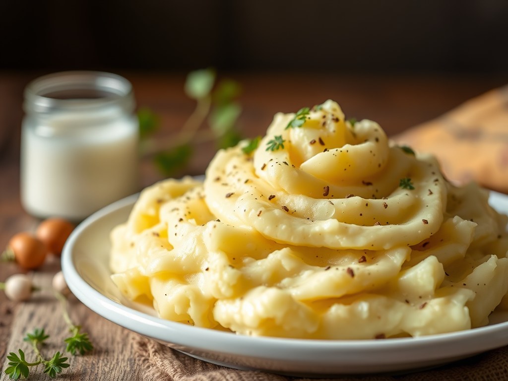 Verrassende aardappelpuree, AI-gegenereerde illustratie