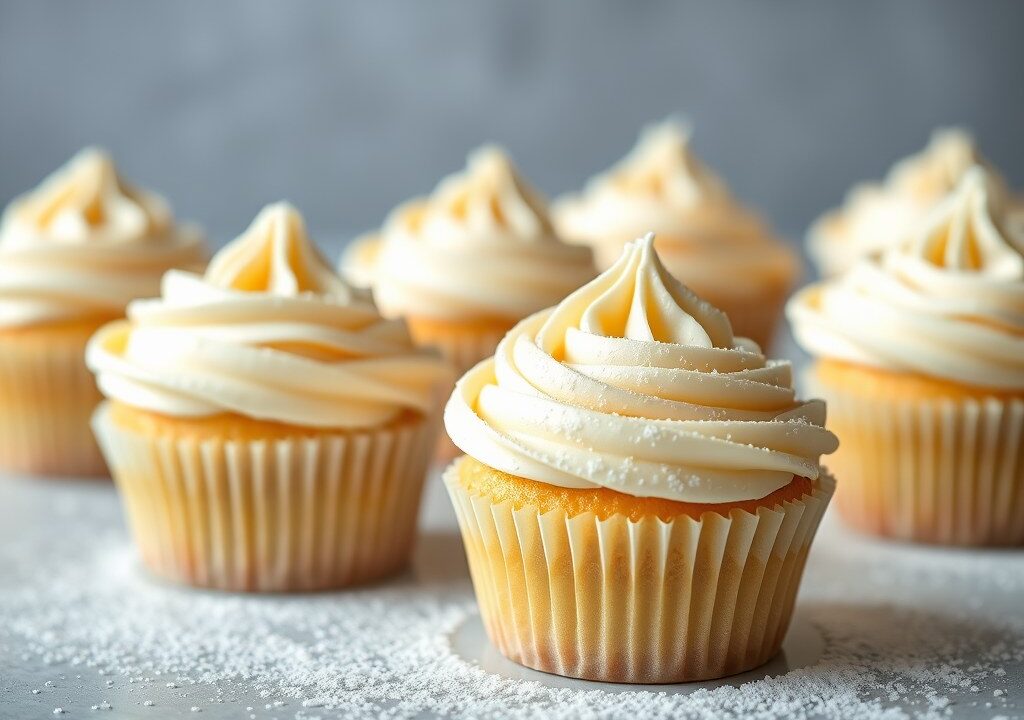 Versieringen voor cupcakes: suikerpasta (of fondant) — AI-gegenereerde illustratie
