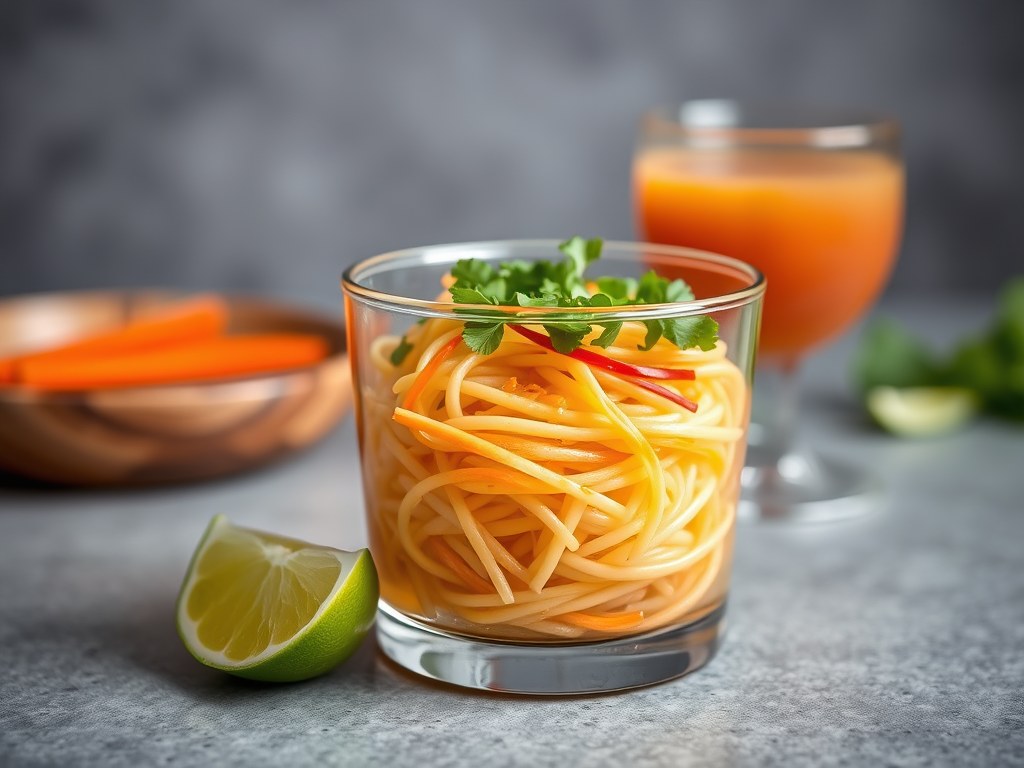 Vietnamese Glasnoedelsalade met een Nuoc Cham Dressing, AI-gegenereerde illustratie