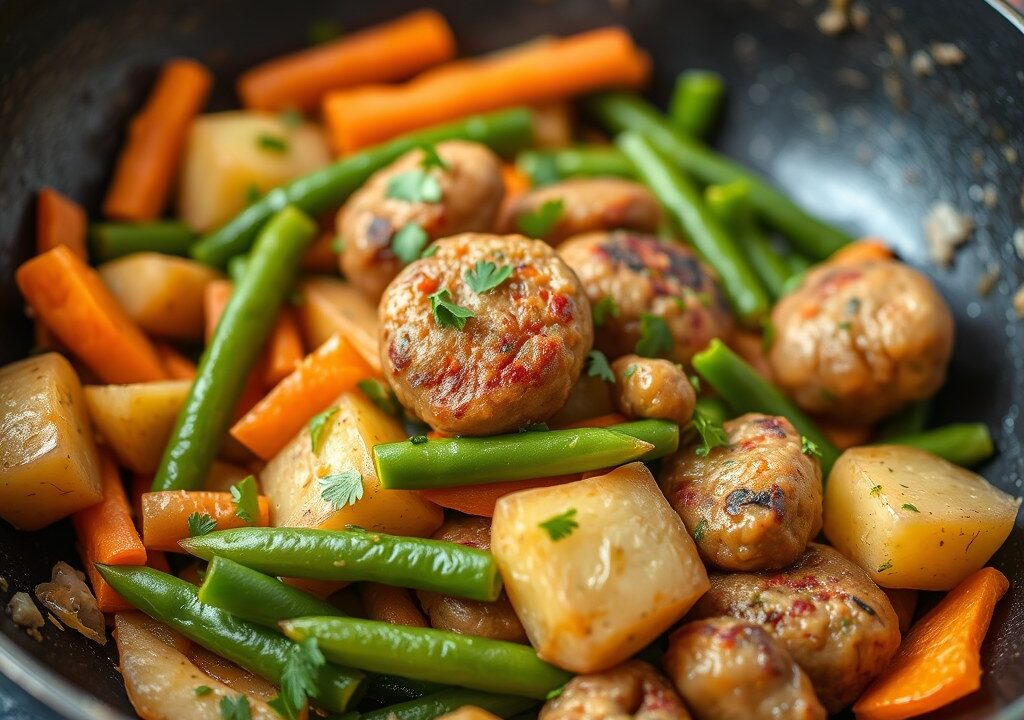 Visfilets met groenten, AI-gegenereerde illustratie