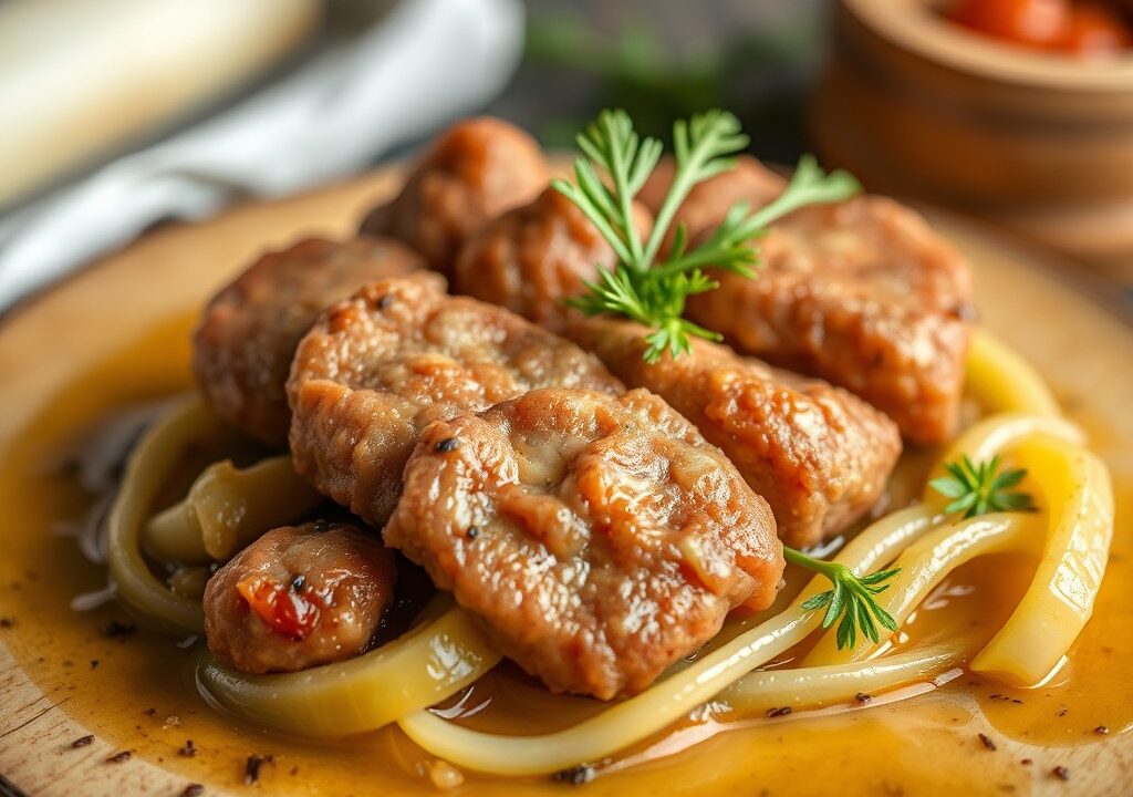 Visfilets met prei en kappertjes, AI-gegenereerde illustratie