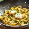 Visfilets met prei en pesto