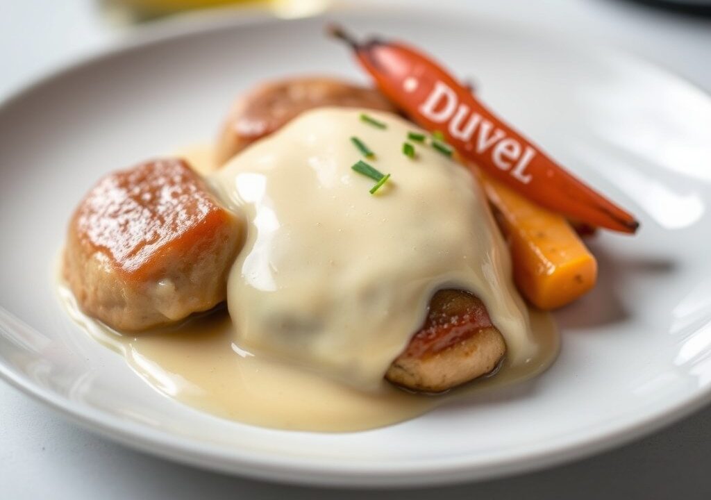Visfilets met sabayon van Duvel — AI-gegenereerde illustratie