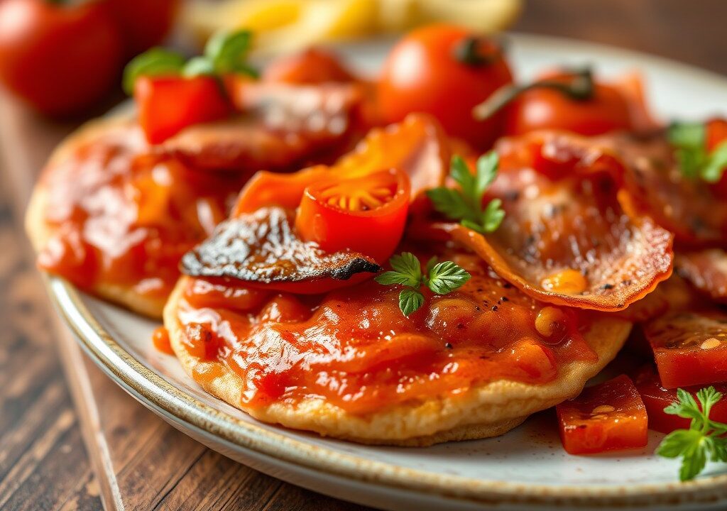 Visfilets met tomaten en spek — AI-gegenereerde illustratie
