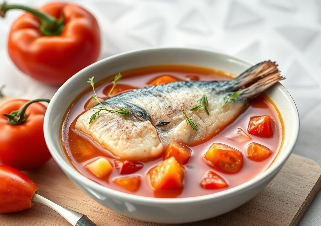 Vissoep met Tomaten (Spaans) — AI-gegenereerde illustratie