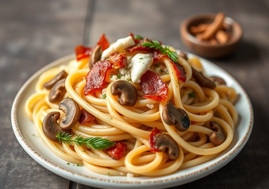 Vlerk pasta (penne of spaghetti) — AI-gegenereerde illustratie
