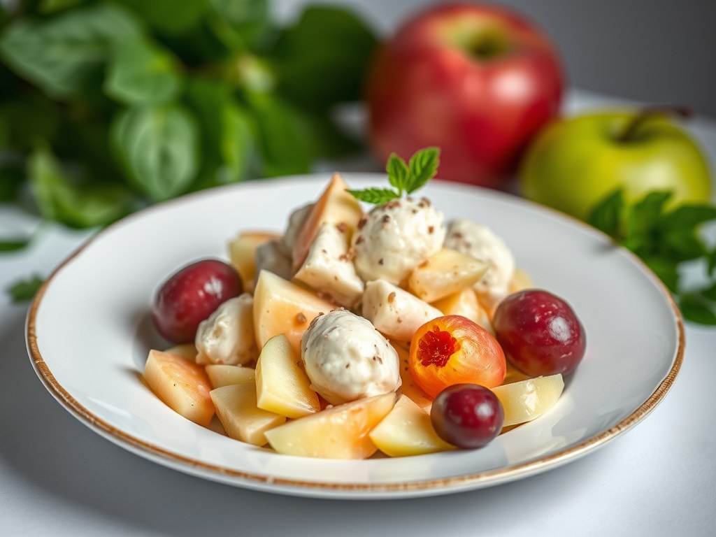 Waldorfsalade, AI-gegenereerde illustratie