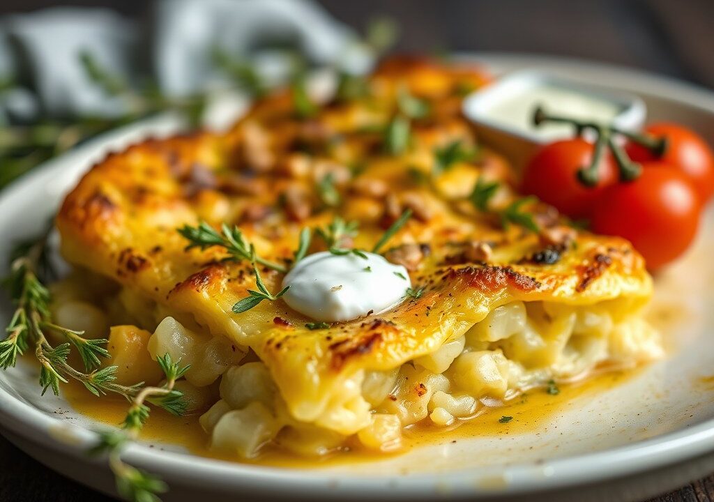 Witlof ovenschotel met tijm en pijnboompitjes — AI-gegenereerde illustratie
