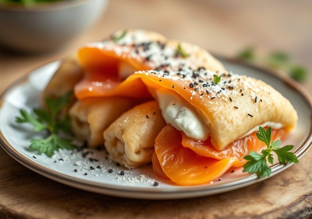 Witloofrolletjes met zalm — AI-gegenereerde illustratie