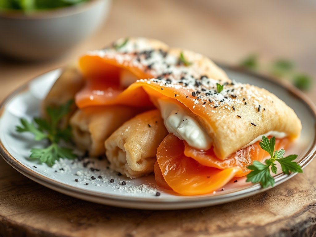 Witloofrolletjes met zalm, AI-gegenereerde illustratie