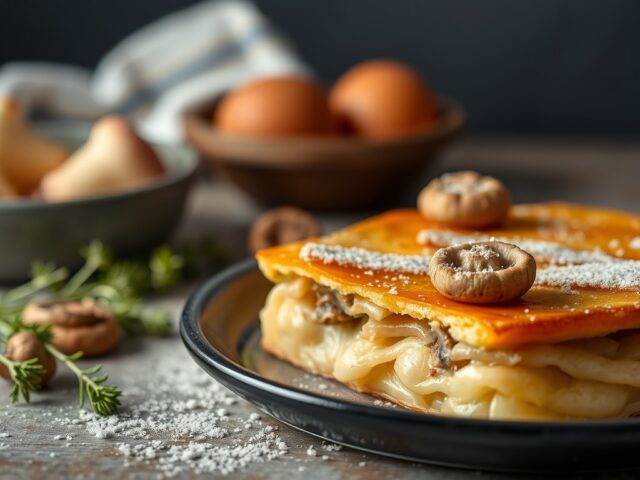Witlooftorentje met champignons — AI-gegenereerde illustratie