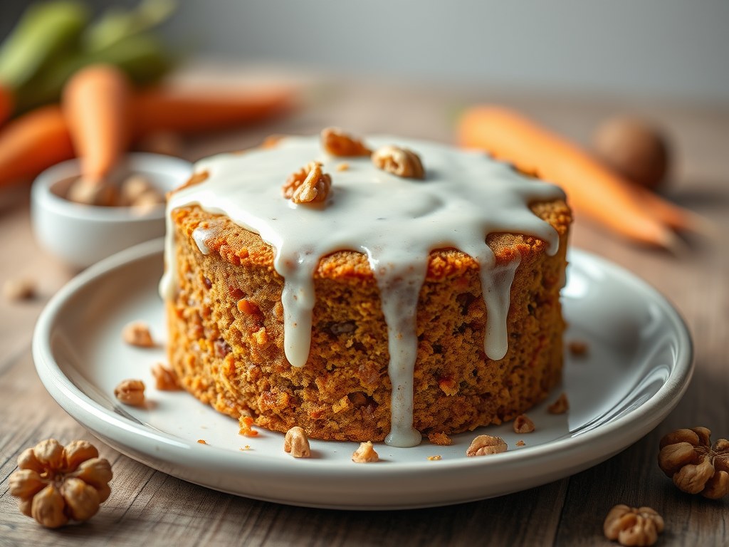 Wortelcake met glazuur, AI-gegenereerde illustratie