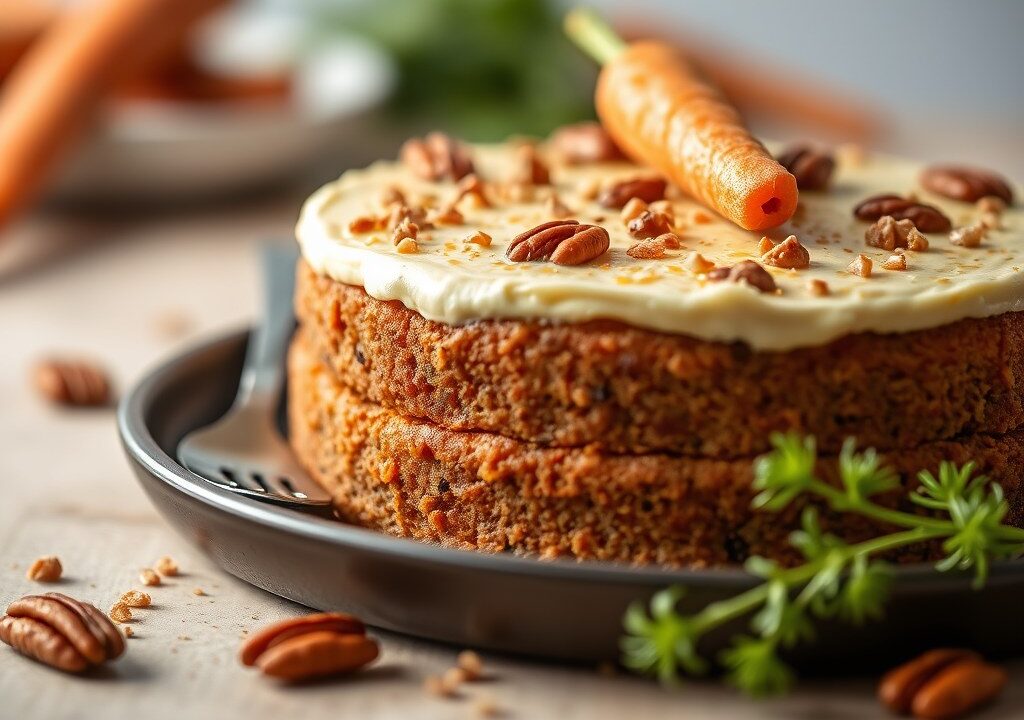 Wortelcake met pecannoten — AI-gegenereerde illustratie