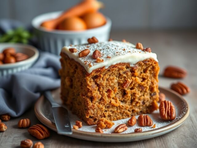 Wortelcake met pecannoten — AI-gegenereerde illustratie
