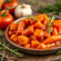 Wortelen in tomaten knoflooksaus