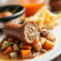 Wortelfestijn met worst en een verrassing van een paarde-oog