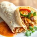 Wrap met kipshoarma, ijsbergsla, eigengemaakte sambalsaus en eigengemaakte knoflooksaus