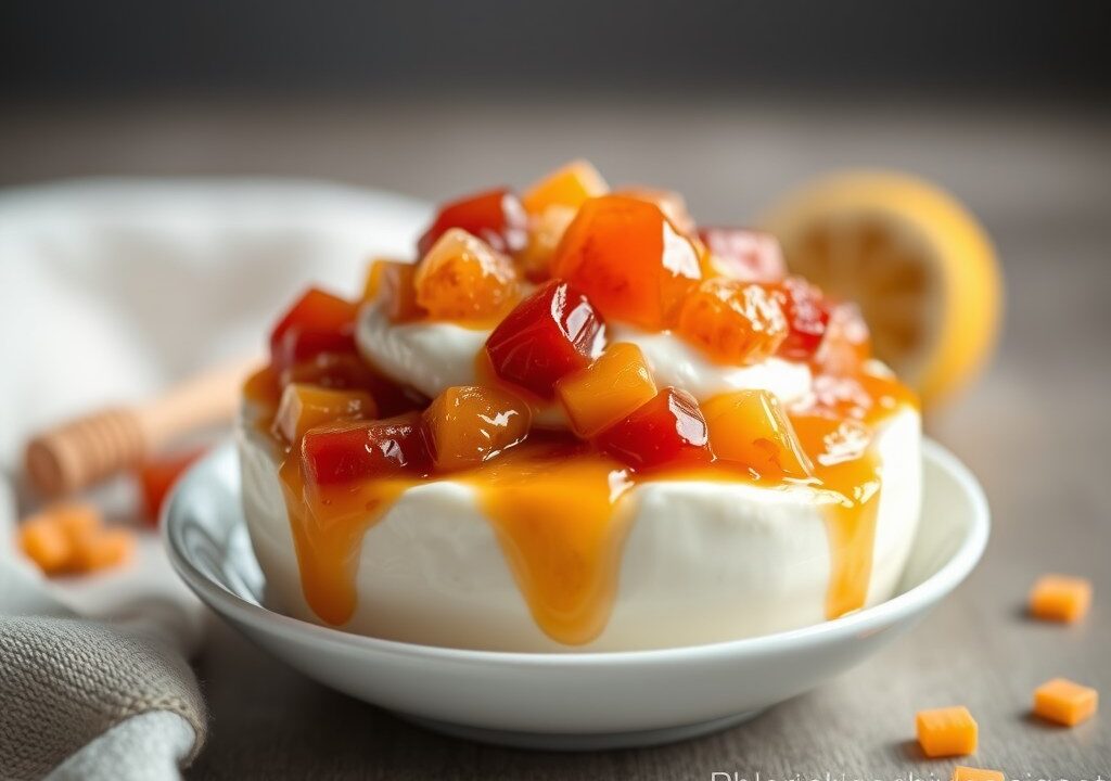 Yoghurt met abrikozen compote — AI-gegenereerde illustratie