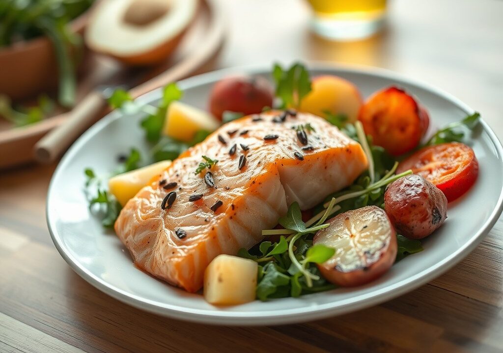 Zalm – Salade à la Niçoise — AI-gegenereerde illustratie