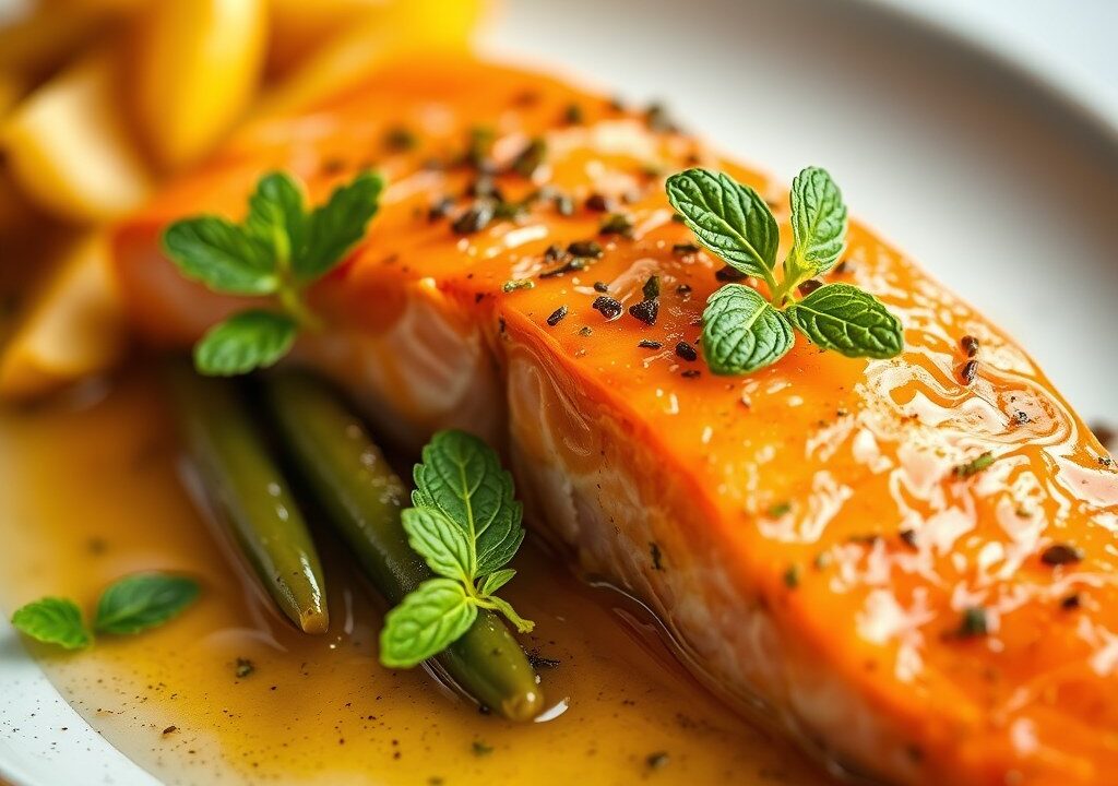 Zalm met jonagoldappel — AI-gegenereerde illustratie