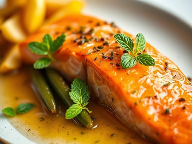 Zalm met jonagoldappel — AI-gegenereerde illustratie