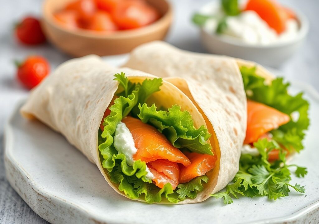 Zalm wraps — AI-gegenereerde illustratie