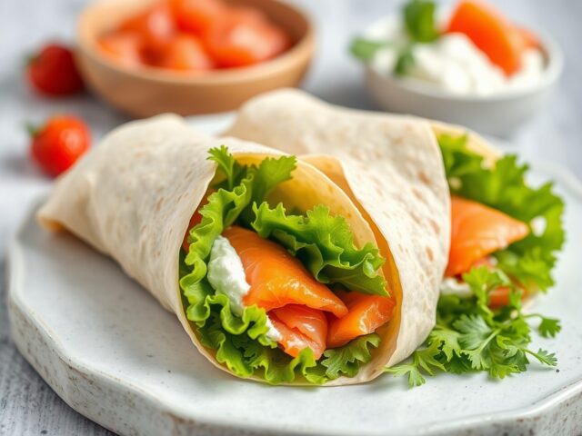 Zalm wraps — AI-gegenereerde illustratie