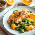 Zalmsalade met sinaasappeldressing