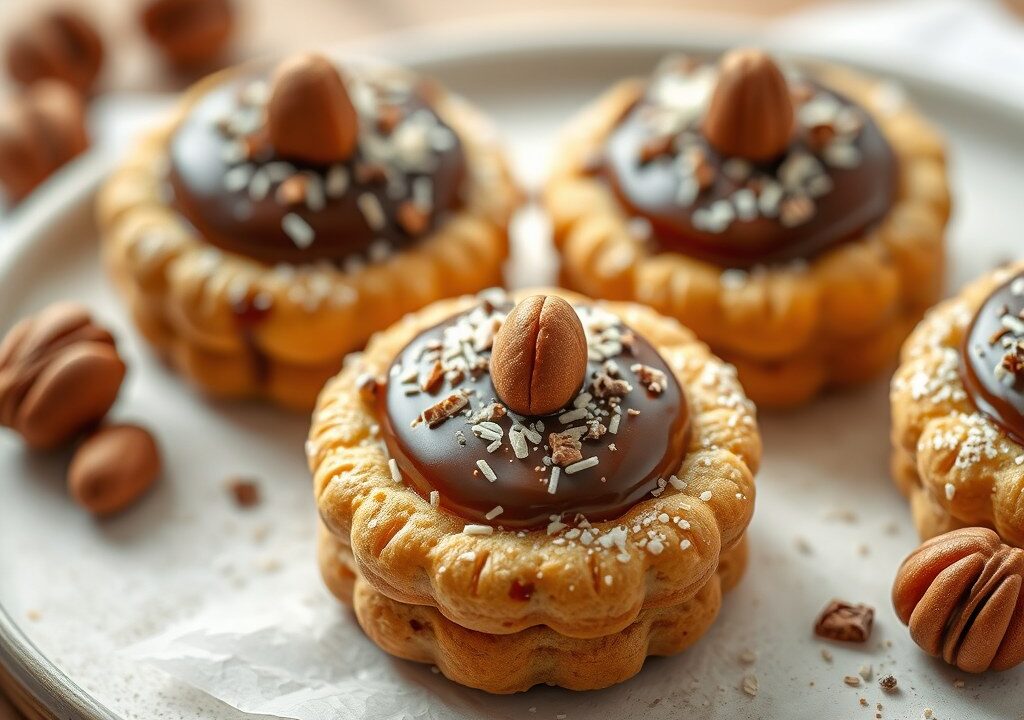 Zandkoekjes met koffie, chocolade en hazelnoten — AI-gegenereerde illustratie