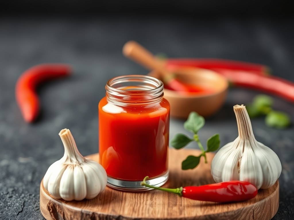 Zoete chilisaus, AI-gegenereerde illustratie