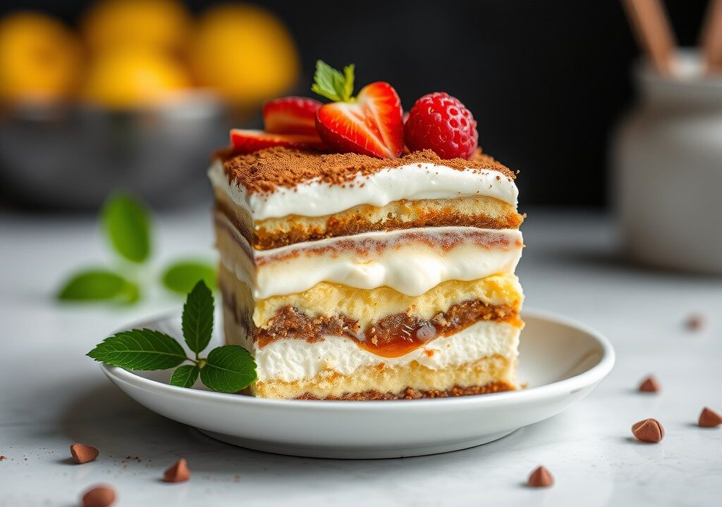 Zomerse tiramisu — AI-gegenereerde illustratie