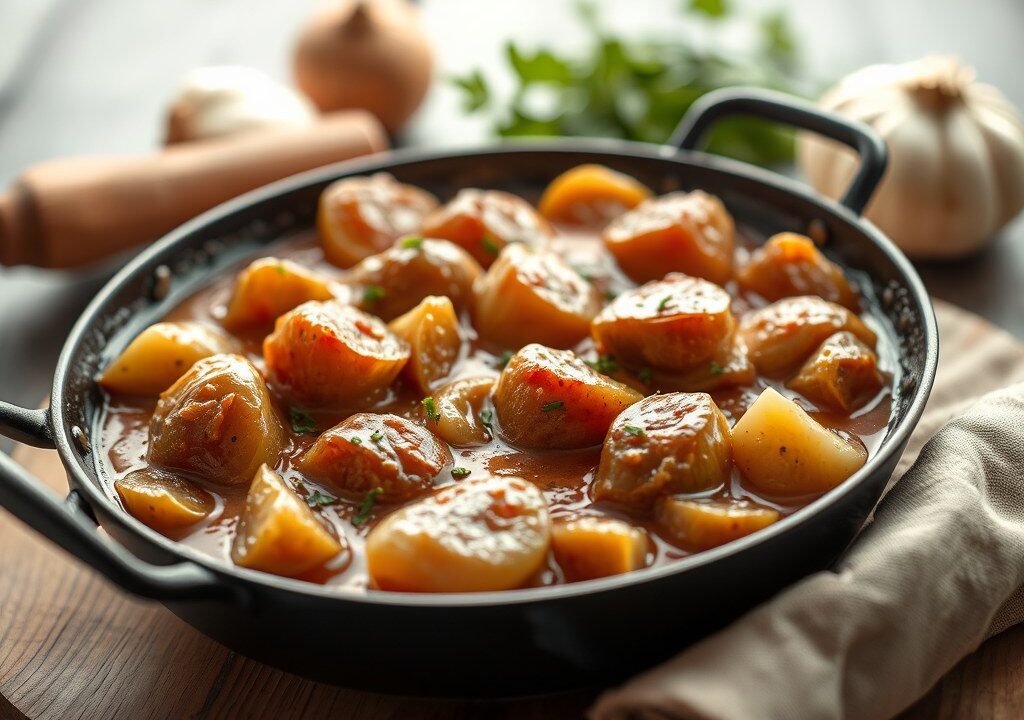 Zuurkool-Goulashpannetje uit de oven, AI-gegenereerde illustratie