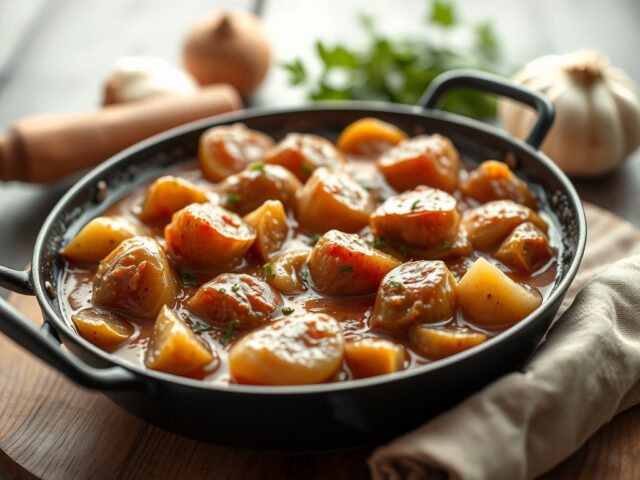 Zuurkool-Goulashpannetje uit de oven — AI-gegenereerde illustratie