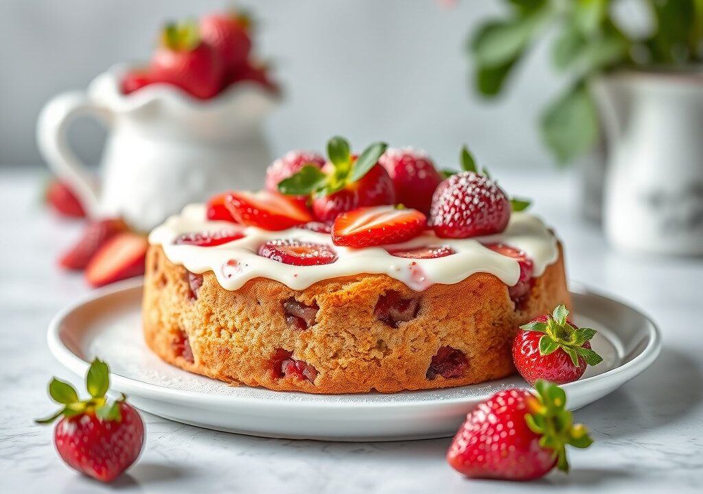 5 minuten aardbeiencake, AI-gegenereerde illustratie