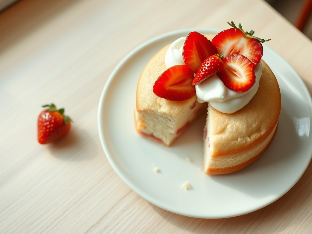 5 minuten aardbeiencake, AI-gegenereerde illustratie