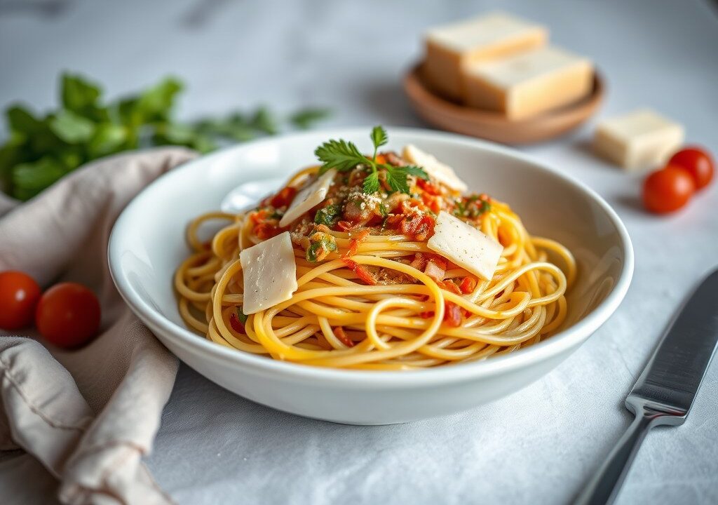 A – klasse spaghetti à la di papà, AI-gegenereerde illustratie
