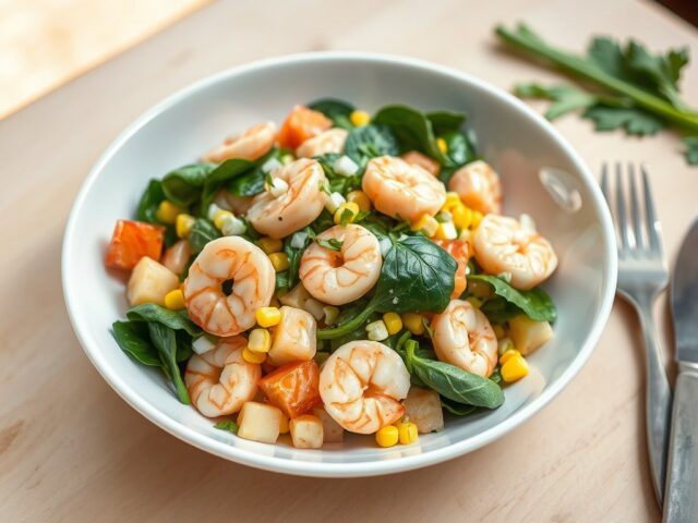 Aardappel-Garnalensalade met zalm