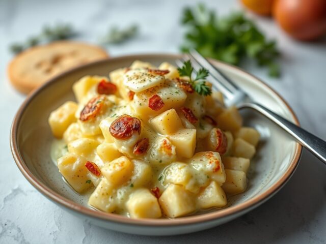 Aardappel-kaasschotel — AI-gegenereerde illustratie