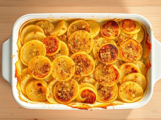 Aardappel-knolseldergratin met truffelolie