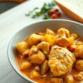 Aardappelcurry met kip en bloemkool