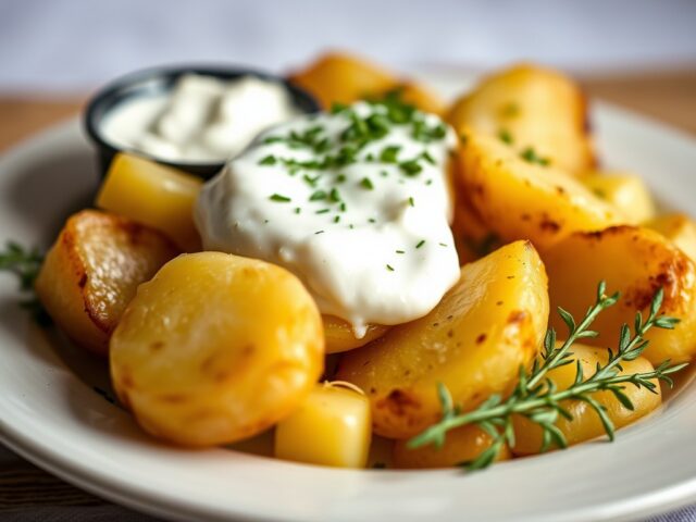 Aardappelen met creme fraiche-vulling