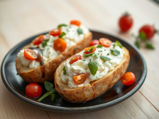 Aardappelen met kwark-geitenkaasvulling