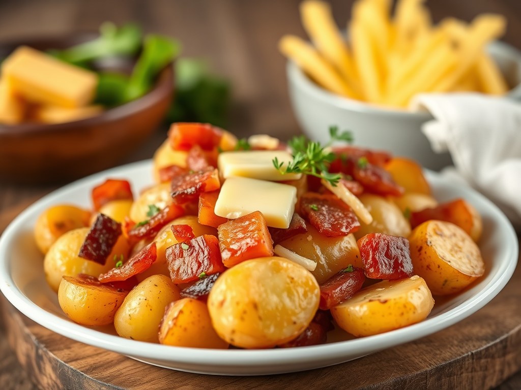 Aardappelen met spekjes, AI-gegenereerde illustratie