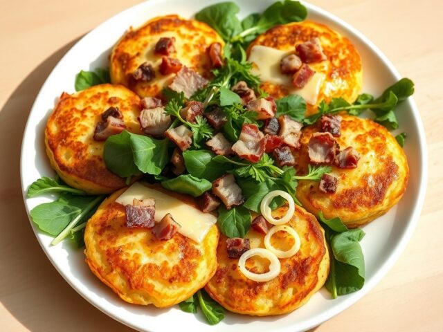 Aardappelkoekjes met Brugge oud en spinazie