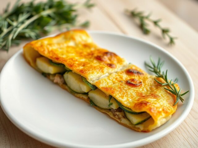 Aardappelomelet met courgette en rozemarijn