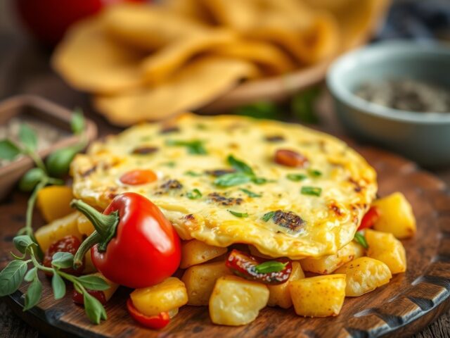 Aardappelomelet uit Spanje — AI-gegenereerde illustratie