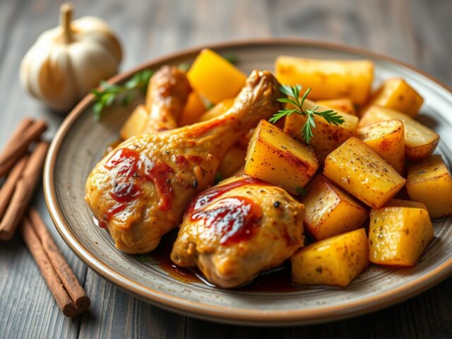 Aardappelparten en kaneelkip — AI-gegenereerde illustratie