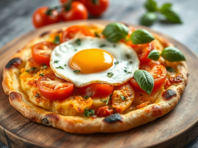 Aardappelpizza met tomaten